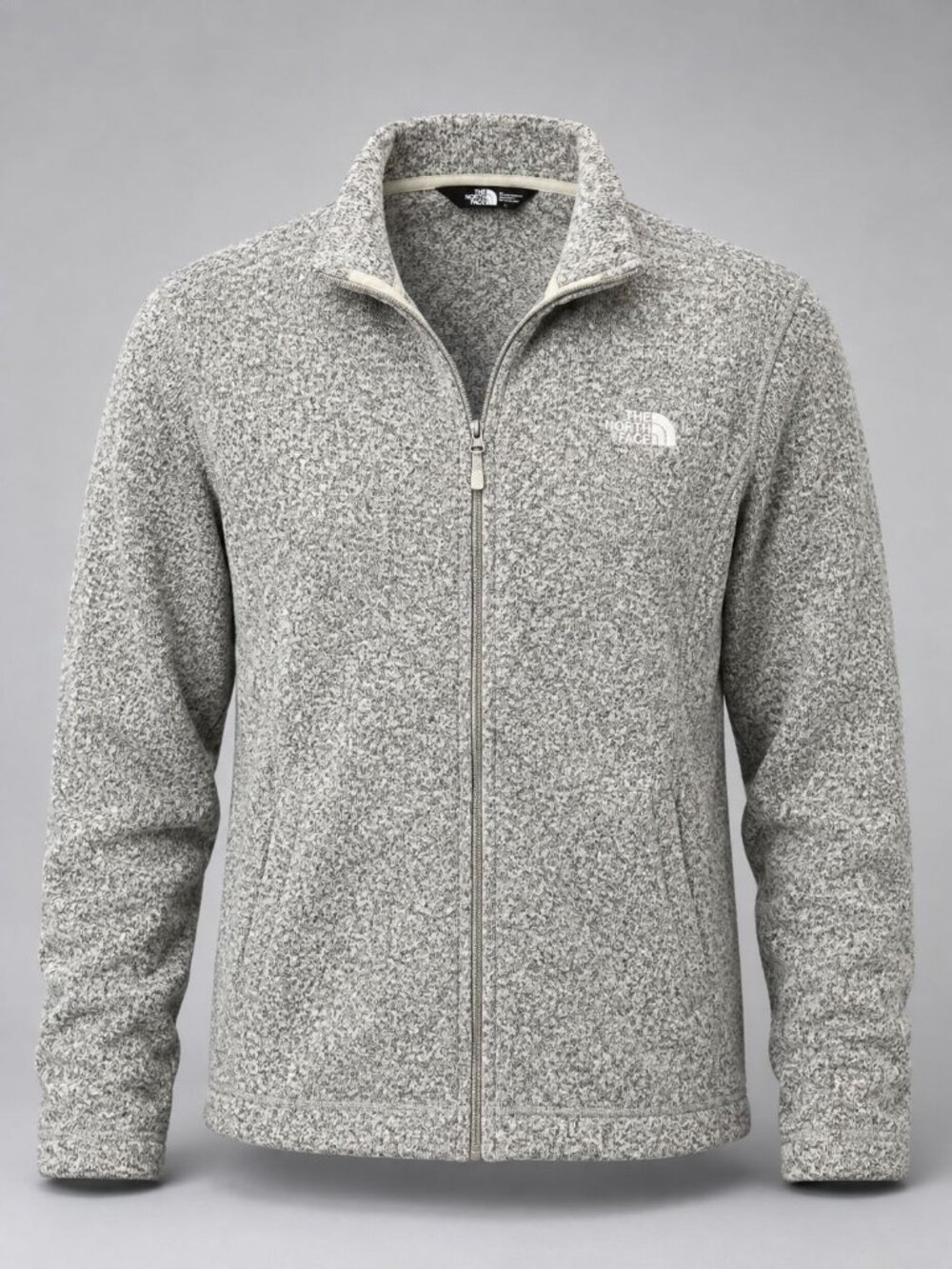 The North Face Womens XL Fleece Jacket Gray Knit Full-Zip Soft & Warm Layer